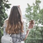 adult, back view, coffee, woman, brunette, backpack, cup, coffee cup, fashion, female, hair, long hair, outdoors, park, travel, traveller, travelling, young, coffee, coffee, coffee, coffee, hair, hair, hair, hair, hair, long hair, travel